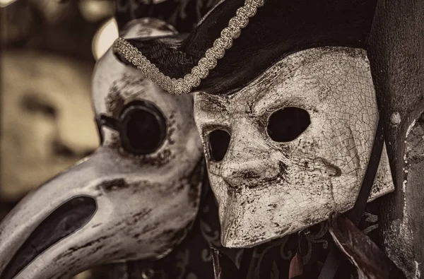 Den Traditionella Vackra Venetianska Masken För Deltagande Karnevalen Skjuten Närbild — Stockfoto