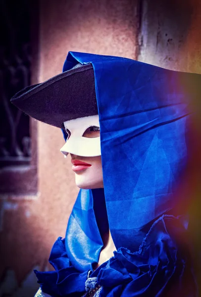 Bella Maschera Veneziana Tradizionale Partecipazione Carnevale Sparata Primo Piano — Foto Stock