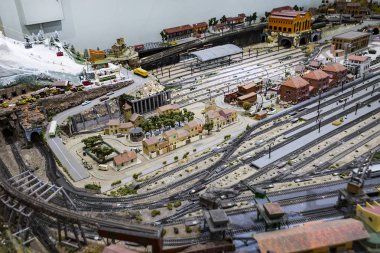 MADRID, İspanya - 27 Mart 2018: Madrid 'deki demiryolu müzesindeki tren kompartımanının iç vagonları.