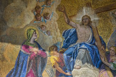 İtalya, Venedik - 5 Eylül, 2018: Venedik'te San Marco Bazilikası'nın iç ayrıntılarını. 