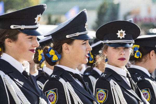 Харьков, Украина - 14 октября 2018 года: Военный парад в честь Дня защитника Украины
.