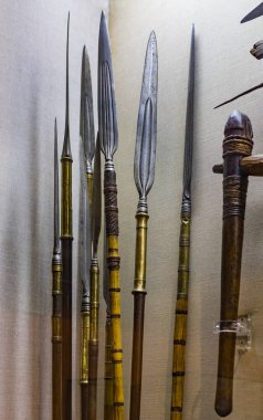 Madrid, İspanya - 28 Mart, 2018: Denizcilik Müzesi Madrid tarihinin İspanyol Donanması gemi modelleri tarihi eser 