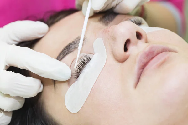 Woman Procedure Eyelash Extensions Eyelashes Lamination — Stock Photo, Image