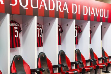 7 Haziran 2018, Milan, İtalya: öğeleri iç Stadyumu futbol takımları Inter ve Milan şehir San Siro.