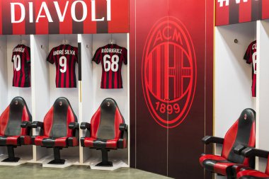 7 Haziran 2018, Milan, İtalya: öğeleri iç Stadyumu futbol takımları Inter ve Milan şehir San Siro.