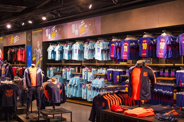 Barcelona España Enero 2018 Tienda Oficial Del Barcelona Equipo Ropa — Foto de Stock