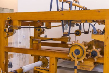 MILAN, ITALY - 6 Haziran 2018: Leonardo Da Vinci Bölümü 'nden sonra adlandırılan Teknolojik Teknik Müze, Leonardo Da Vinci' nin teknik icatlarının ve cihazlarının modellerinin sergilenmesi.