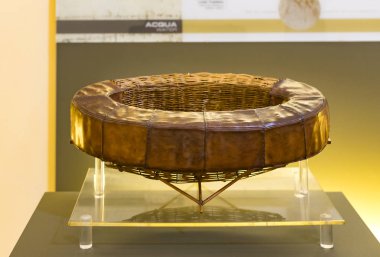 MILAN, ITALY - 6 JUNE 2018: Technological Technical Museum named after Leonardo Da Vinci Department, exposition of the models of devices and technical inventions of Leonardo Da Vinci.