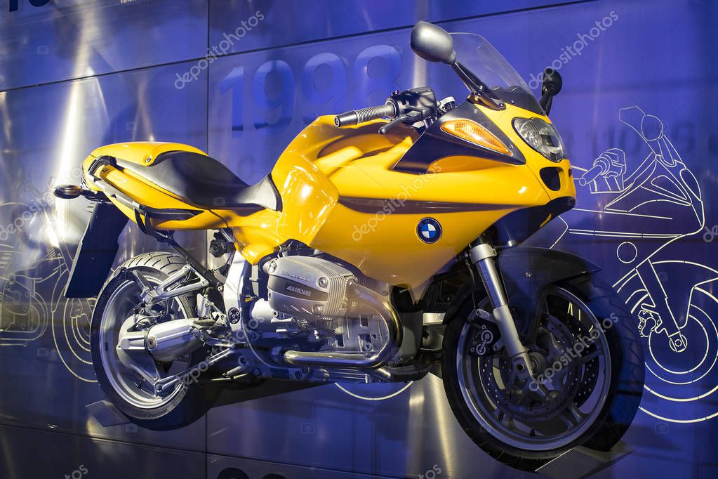 MUNICH, GERMANY - NOVEMBER 24, 2018 : Exhibition and achievements of the exhibits of the legendary models of cars and motorcycles in the BMW Museum.