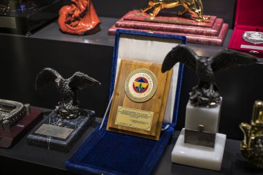 Münih, Almanya - 25 Kasım 2018: Başarıları Müzesi futbol kulübü Munich Bavyera Allianz Arena topraklarında bulunan.