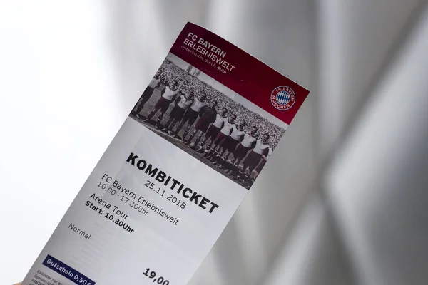 Munich Germany November 2018 Ticket Visit Museum Allianz Arena Stadium — Stock Photo, Image