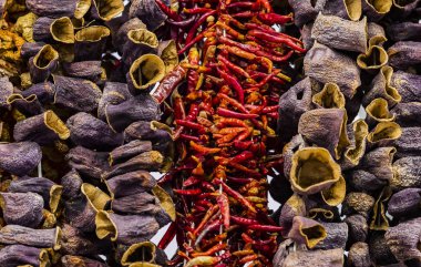 Kurutulmuş sebze patlıcan sarımsak biber arka plan.