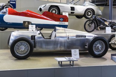 Münih, Almanya - 26 Kasım 2018: topluluğu tarihsel olarak bilinen ve Münih ulaşım Müzesi (Deutsches Museum Verkehrszentrum Araçlar). 