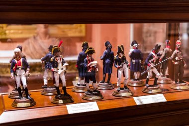 Madrid, İspanya - 28 Mart, 2018: Denizcilik Müzesi Madrid tarihinin İspanyol Donanması gemi modelleri tarihi eser . 