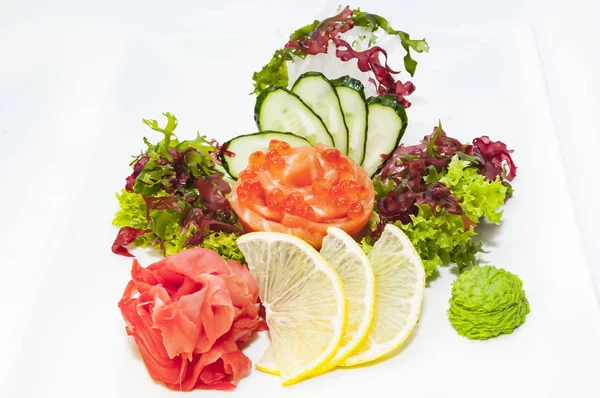 Sashimi Cozinha Japonesa Com Legumes Peixe Restaurante — Fotografia de Stock