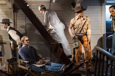 Barcelona, İspanya - 11 Ocak 2018: balmumu Müzesi rakamlar sokak Las Ramblas Barselona. 