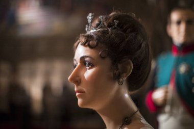 Barcelona, İspanya - 11 Ocak 2018: balmumu Müzesi rakamlar sokak Las Ramblas Barselona. 