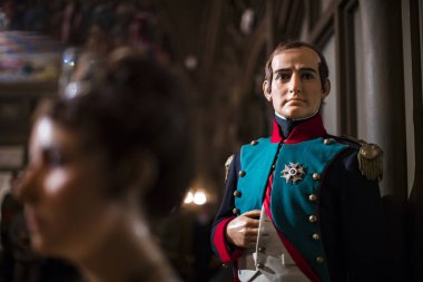 Barcelona, İspanya - 11 Ocak 2018: balmumu Müzesi rakamlar sokak Las Ramblas Barselona. 