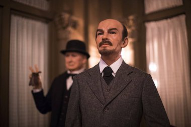 Barcelona, İspanya - 11 Ocak 2018: balmumu Müzesi rakamlar sokak Las Ramblas Barselona. 