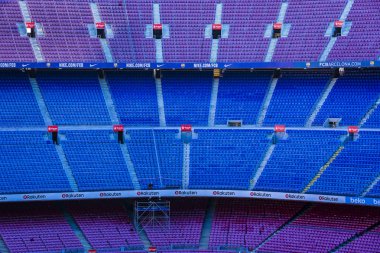 Barcelona, İspanya - 12 Ocak 2018: stadyum standları ve kapalı alanlarda, Camp Nou Barcelona İspanya İç 