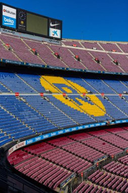 Barcelona, İspanya - 12 Ocak 2018: stadyum standları ve kapalı alanlarda, Camp Nou Barcelona İspanya İç 