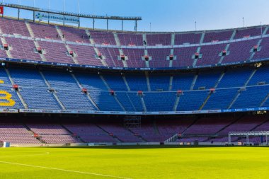 Barcelona, İspanya - 12 Ocak 2018: stadyum standları ve kapalı alanlarda, Camp Nou Barcelona İspanya İç 