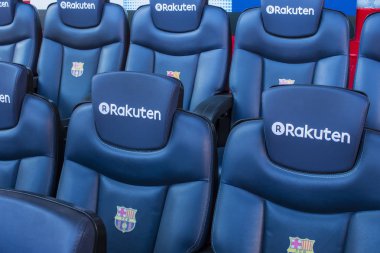Barcelona, İspanya - 12 Ocak 2018: stadyum standları ve kapalı alanlarda, Camp Nou Barcelona İspanya İç 