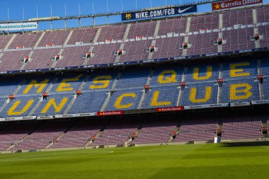 Barcelona, İspanya - 12 Ocak 2018: stadyum standları ve kapalı alanlarda, Camp Nou Barcelona İspanya İç 