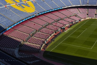 Barcelona, İspanya - 12 Ocak 2018: stadyum standları ve kapalı alanlarda, Camp Nou Barcelona İspanya İç 