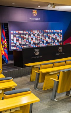 Barcelona, İspanya - 12 Ocak 2018: stadyum standları ve kapalı alanlarda, Camp Nou Barcelona İspanya İç 