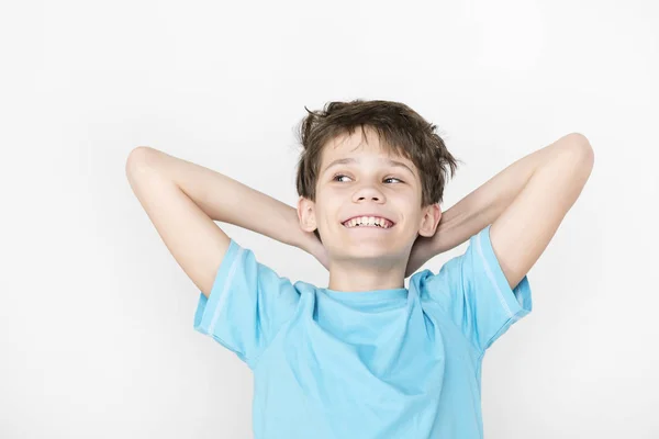 Portrait Emotional Boy White Background — Stock Photo, Image