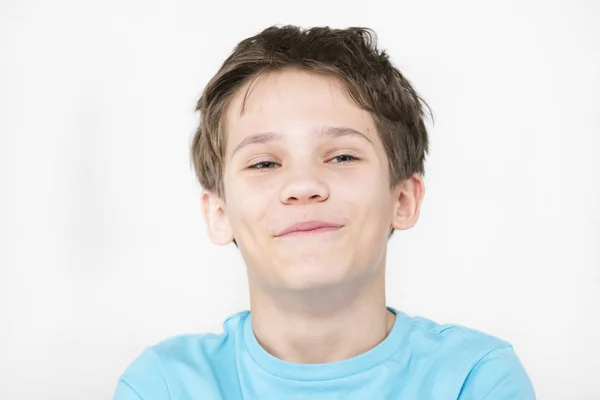 一个情感男孩的画像在白色背景 — 图库照片