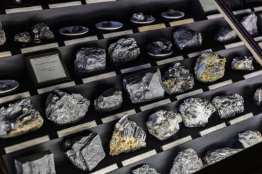 3 Eylül 2018, Viyana, Avusturya: koleksiyonu kristal taşlar ve metaller Doğal Tarih Müzesi, Viyana. 