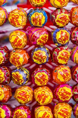 Verona, İtalya - 4 Eylül: Stand chupa chups şeker ile vurdu kadar yakın.