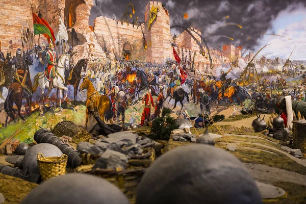 Stambuł Turcja Października 2015 Panorama Upadku Konstantynopola Muzeum Wojskowe Istanbul — Zdjęcie stockowe