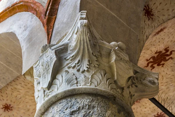 Prvky Architektury Starobylého Hradu Sforza Miláně Itálie — Stock fotografie