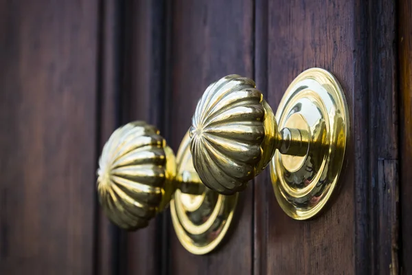Copper Door Handles Shot Close Door — Stock Photo, Image