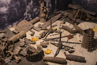 Kiev, Ukrayna 15 Mart 2019: Nesneleri ve bellek ve İkinci Dünya Savaşı tarihi anıt olarak sergi.