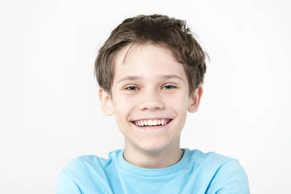 Portrait Emotional Boy White Background — Stock Photo, Image