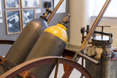 Vienna, Avusturya - 24 Ağustos 2017: Viyana Teknik Müzesi enerji Sanayi makineleri imalatı sergiler. 