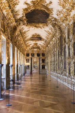 Münih, Almanya-27 Kasım 2018: müze Residenz (Münih Residenz) iç mobilya dekor unsurları, Bavyera kralları