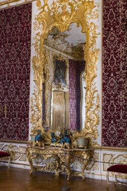 Münih, Almanya-27 Kasım 2018: müze Residenz (Münih Residenz) iç mobilya dekor unsurları, Bavyera kralları