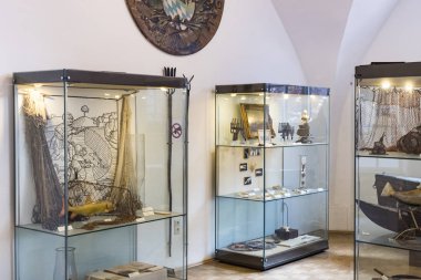 MUNİK, Almanya - 24 Kasım 2018 Hayvanların, boynuzların ve balık avlama araçlarının tarihinin sergilenmesi bir avcılık ve balıkçılık müzesidir.. 