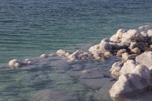 Sal Del Mar Muerto Deposita Piedras Cristales Blancos — Foto de Stock