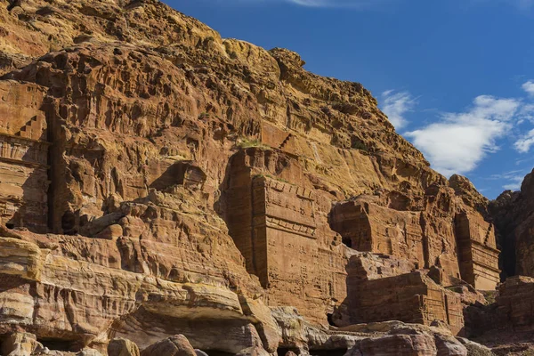 Αρχαία Εγκαταλείφθηκε Ροκ Πόλη Της Πέτρας Στην Ιορδανία Τουριστικό Αξιοθέατο — Φωτογραφία Αρχείου