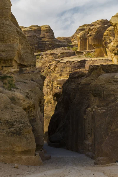 Ancient Abandoned Rock City Petra Jordan Tourist Attraction — Stock Photo, Image