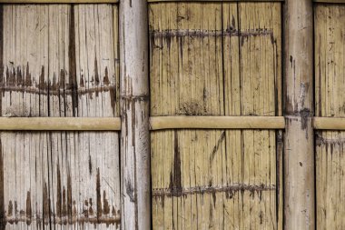 Filipinler'de bir binanın ahşap bambu duvar arka plan yakın