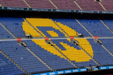 Barcelona, İspanya - 12 Ocak 2018: stadyum standları ve kapalı alanlarda, Camp Nou Barcelona İspanya İç 