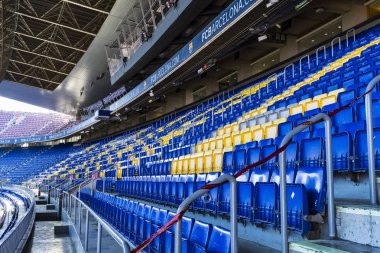 Barcelona, İspanya - 12 Ocak 2018: stadyum standları ve kapalı alanlarda, Camp Nou Barcelona İspanya İç 
