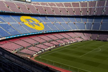 Barcelona, İspanya - 12 Ocak 2018: stadyum standları ve kapalı alanlarda, Camp Nou Barcelona İspanya İç 